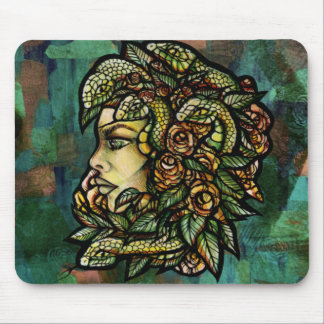 Green Medusa Snakes Rose Gorgon Mouse Pad