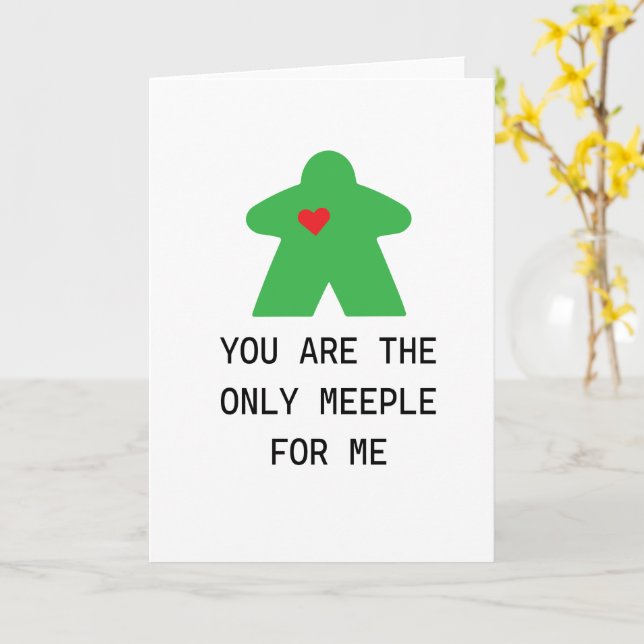 Green Meeple Board Game Valentine Card (Yellow Flower)