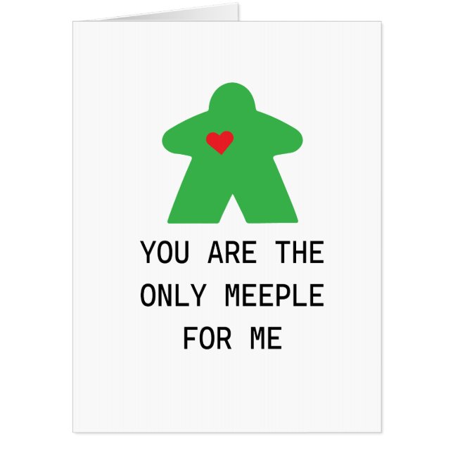 Green Meeple Board Game Valentine Card (Front)