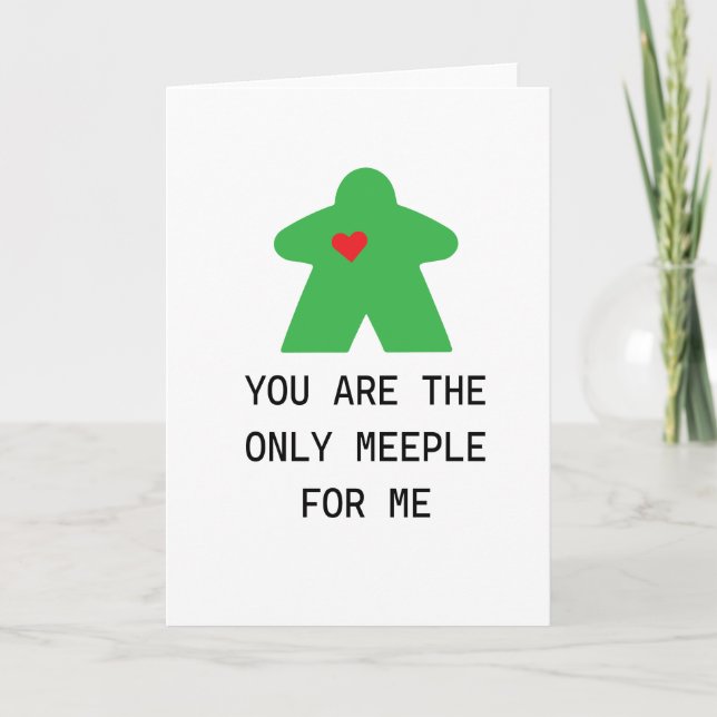 Green Meeple Board Game Valentine Card (Front)