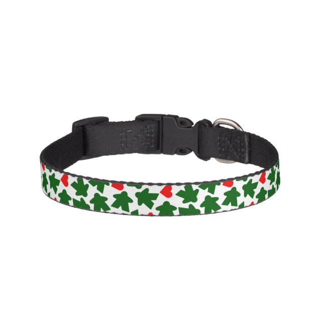 Green Meeple with Red Heart Pet Collar (Front)