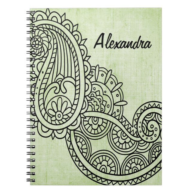 Green Mehndi Motif Notebook (Front)