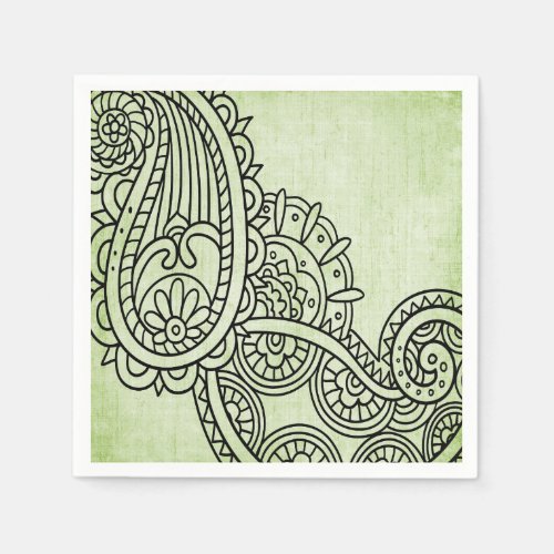 Green Mehndi Motif Paper Napkins