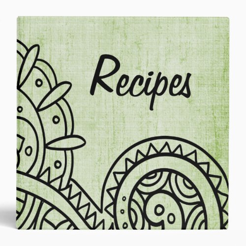 Green Mehndi Motif Recipe Binder