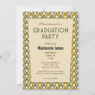 Green Mens Graduation Invitation Retro Vintage