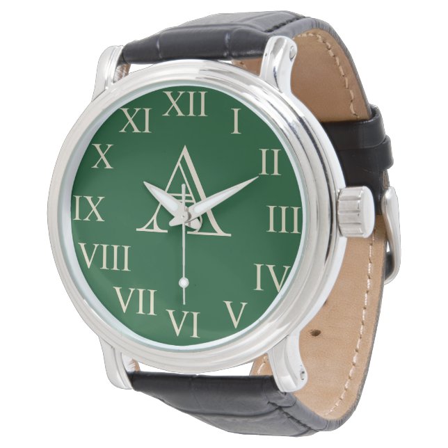 Green Men's Personalized Monogram Watch (Angled)