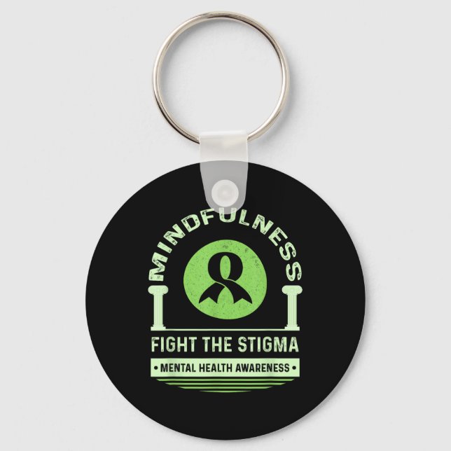 Green Mental Health Awareness Month Fight The Stig Keychain (Front)