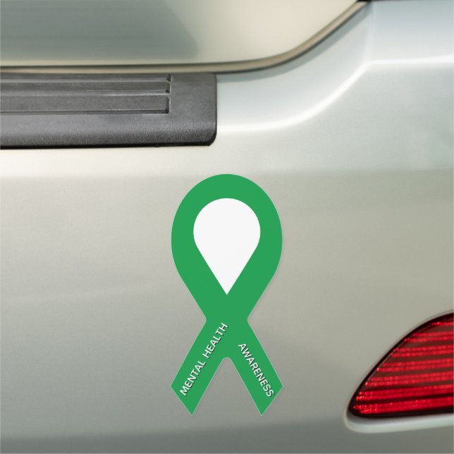 Green Mental Health Green Awareness Ribbon Car Magnet (In Situ)