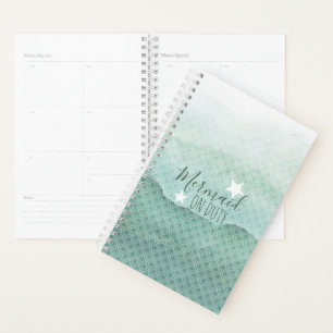 Green Mermaid On Duty Weekly Monthly Planner