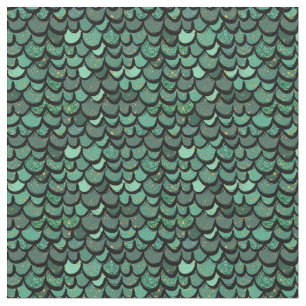 Green Mermaid or Dragon Scales Fabric