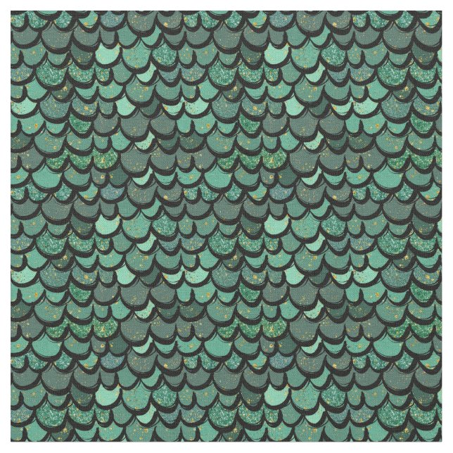 Green Mermaid or Dragon Scales Fabric (Close Up)