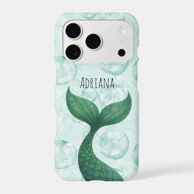 Green Mermaid Tail Ocean Bubbles Case-Mate iPhone Case (Back)
