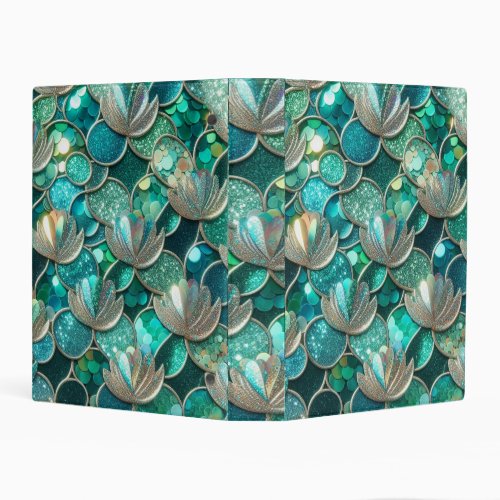 Green Mermaid Tail Scales Print Mini Binder