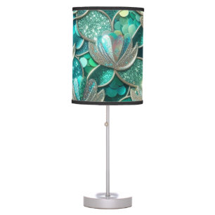 Green Mermaid Tail Scales Print Table Lamp