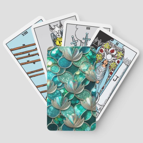 Green Mermaid Tail Scales Print Tarot Cards
