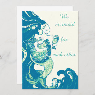 green mermaid valentine love card