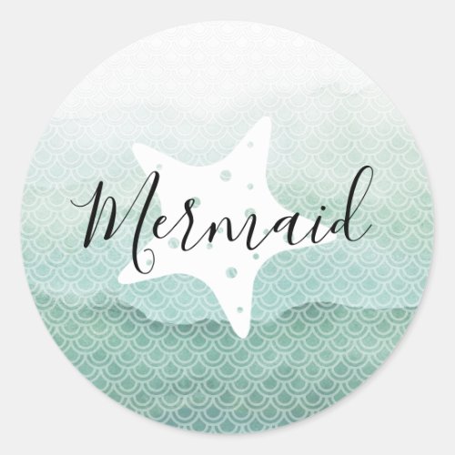 Green Mermaid with Starfish Birthday Stickers