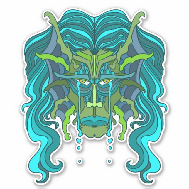 Green Merman Sticker (Front)