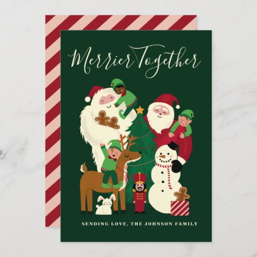 Green Merrier Together Santa and Friends Card