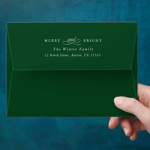 Green Merry and Bright Holiday Return Address  Envelope