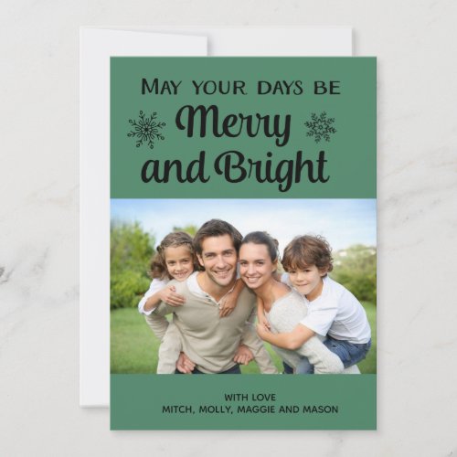 Green Merry and Bright Photo Christmas Card