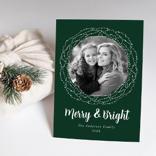 Green Merry and Bright Photo Holiday Card