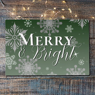 Green Merry and Bright Snowflakes Christmas Placemat