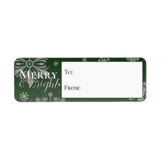Green Merry and Bright Snowflakes To and From Label