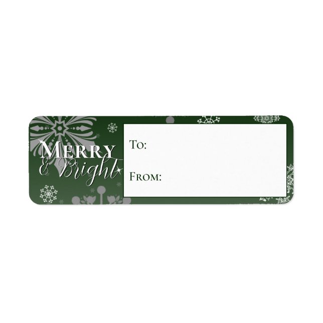 Green Merry and Bright Snowflakes To and From Label (Front)