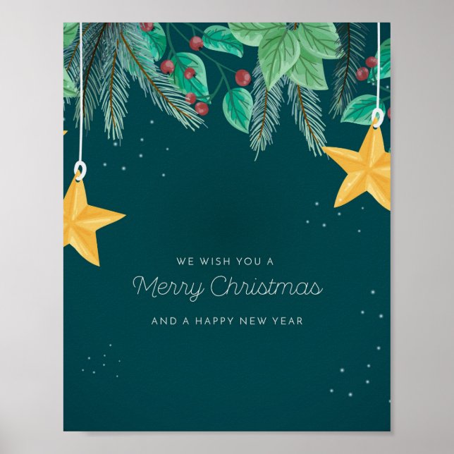 Green Merry Christmas and a Happy New Year Banner Poster (Front)
