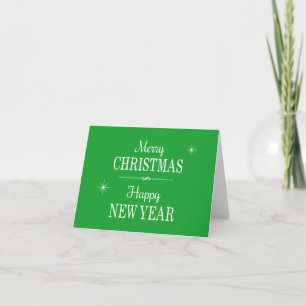 Green Merry Christmas and Happy New Year Holiday Card