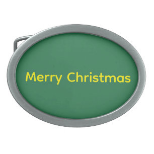 Green Merry Christmas Belt Buckle