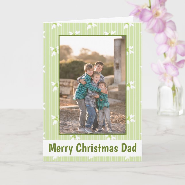 Green Merry Christmas Dad Photo  Card (Orchid)