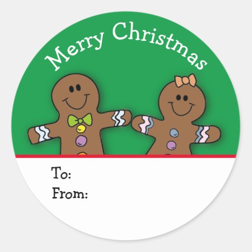 Green Merry Christmas Gingerbread Man Custom  Classic Round Sticker