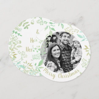 Green Merry Christmas Holiday Greetings Photo Card
