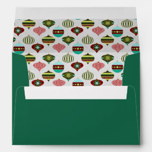 Green Merry Christmas Holiday Ornaments Envelope
