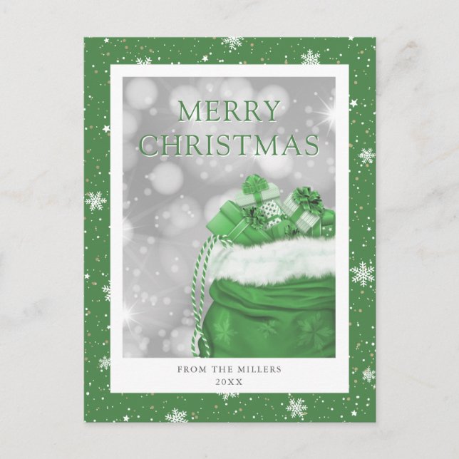 Green Merry Christmas Holiday Postcard (Front)