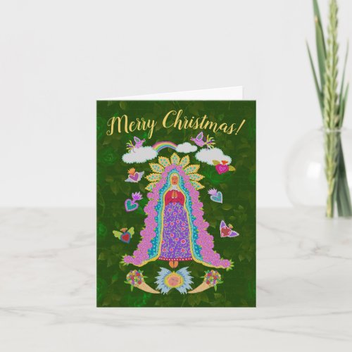 Green Merry Christmas Our Lady of Guadalupe Note Card