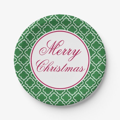 Green Merry Christmas Paper Plates