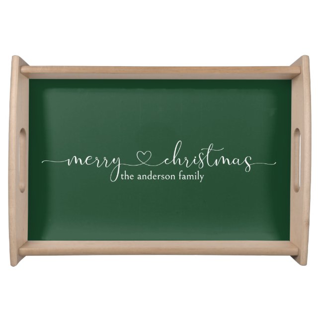 Green Merry Christmas Personalized Serving Tray (Front)