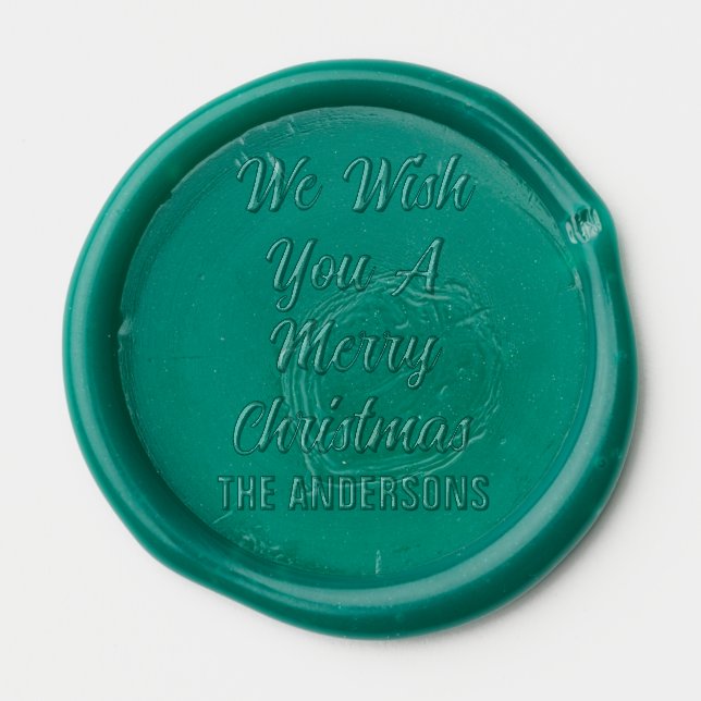 Green Merry Christmas Personalized Wax Seal Sticker (Front)