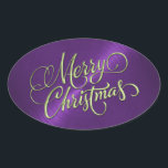 Green Merry Christmas Purple Embossed Look Oval Sticker<br><div class="desc">Holiday themed items designed by Umua. Printed and shipped by Zazzle or their affiliates.</div>