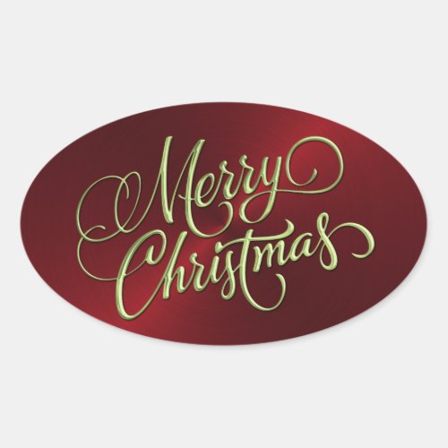 Green Merry Christmas Red Sticker Embossed Look