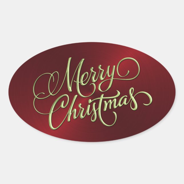 Green Merry Christmas Red Sticker Embossed Look (Front)