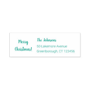 Green Merry Christmas Return Address Family Name Self-inking Stamp