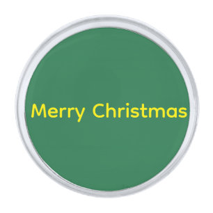 Green Merry Christmas Silver Finish Lapel Pin