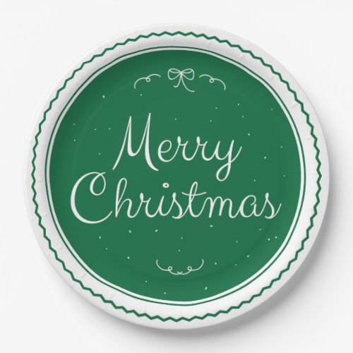 Green Merry Christmas Stamp Paper Plates