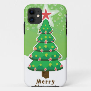 Green Merry Christmas Tree iPhone 11 Case