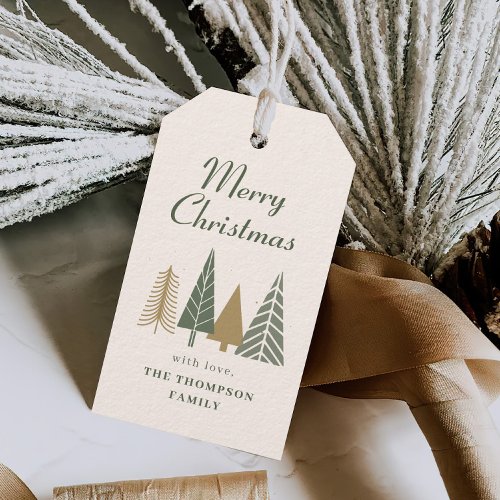 Green Merry Christmas Tree Gift Tags