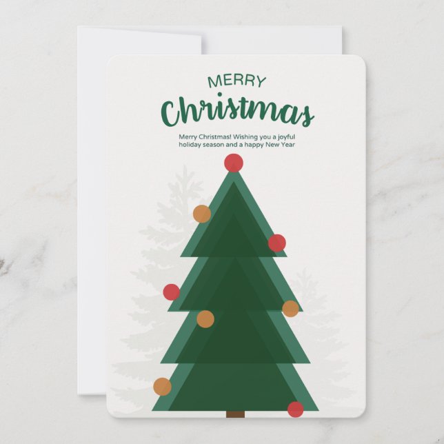Green Merry Christmas Tree Invitation (Front)